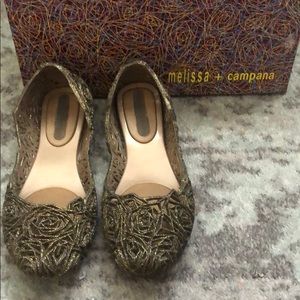 Melissa Campana jelly flat gold glitter